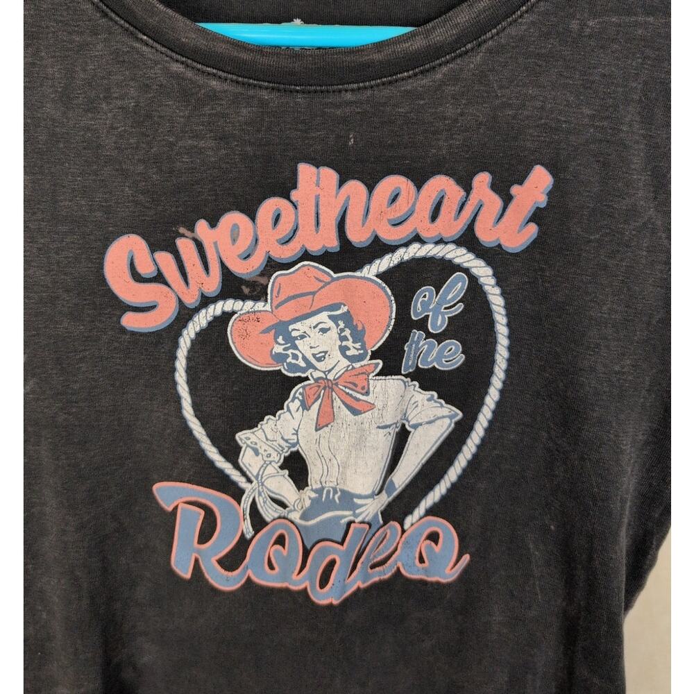 OG Babe black Sweetheart of the Rodeo  cropped tshirt Size Lrg Western Cowgirl - Picture 4 of 5